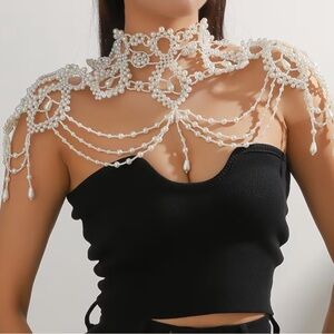 Elegant Pearl Beaded Shoulder Necklace